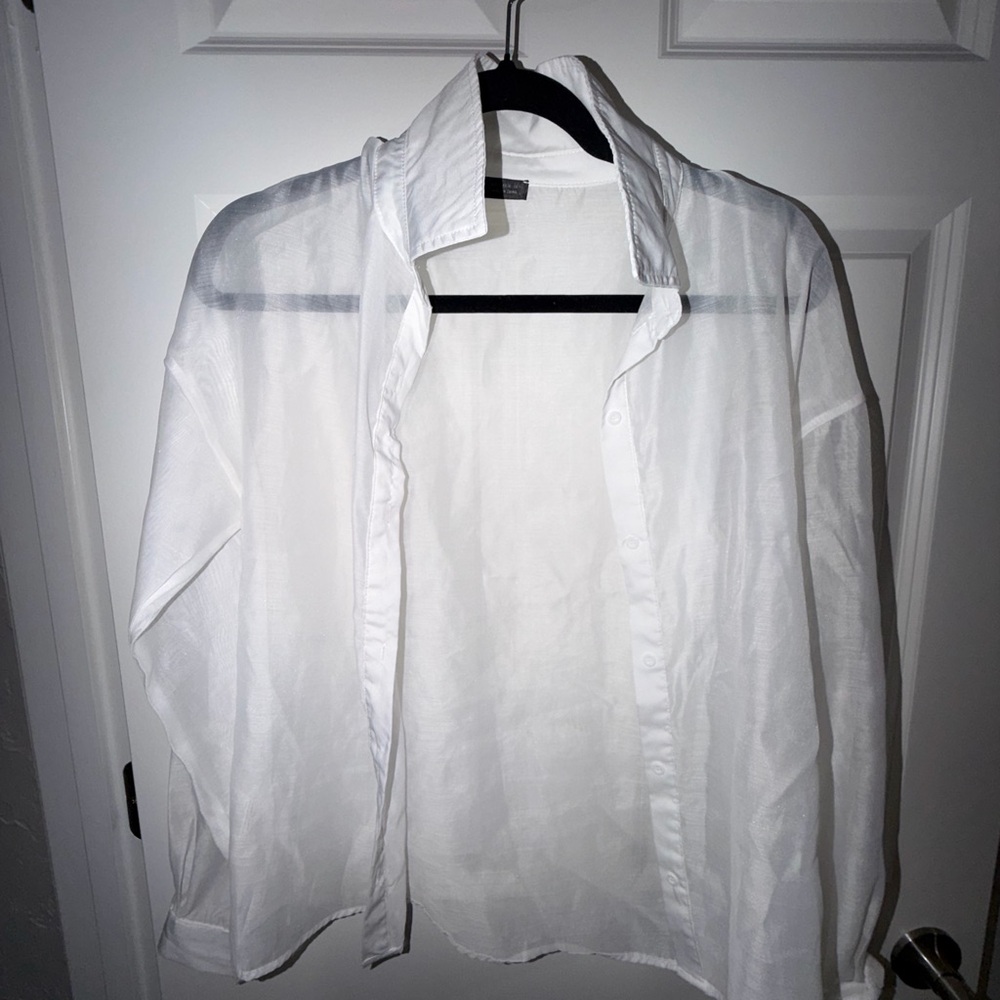 SHEIN Sheer White Shirt button up